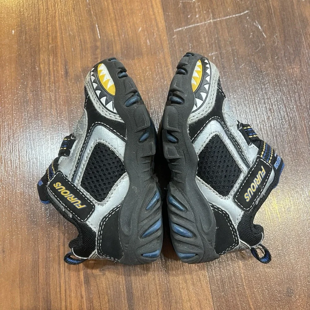 Skechers Shoes Falcon SKX Super Z Strap Boys Youth Size 6 Black Gray Blue Yellow
